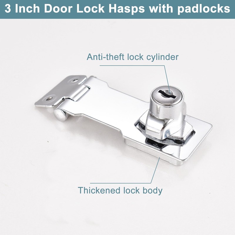 Hasp and Staple with Padlock, 3 Inch Padlock Hasp and