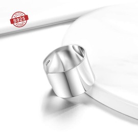 Silver Rings Men Sterling Silver Thumb Ring 925 Chunky Band Ring for Men 15mm Adjustable Knuckle Rings Midi Finger Rings