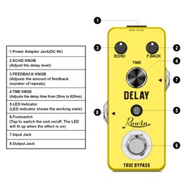 Rowin Delay Pedal Analog Vintage Delay Guitar Effect