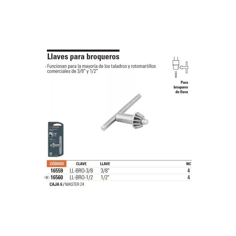 Truper Llave Para Broquero 1/2' Truper 16560