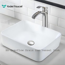 Yodel Faucet Bathroom Sink Drain without Overflow - 1 1/2" Drain Opening - Pop Up Vessel Vanity Drain with Anti-Clogging Hair Catcher Basket,Brushed Nickel,Y1383W-BN