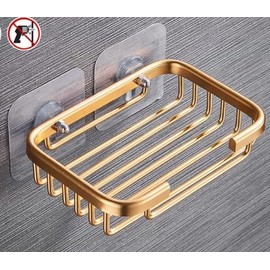 Gold Bar Soap Holder for Shower Wall,Stainless Steel Adhesive Soap Dish for Bathroom,Drill Free Soap Holder Storage Rack Soap Dishes Bathroom Accessories Holders and Dispensers