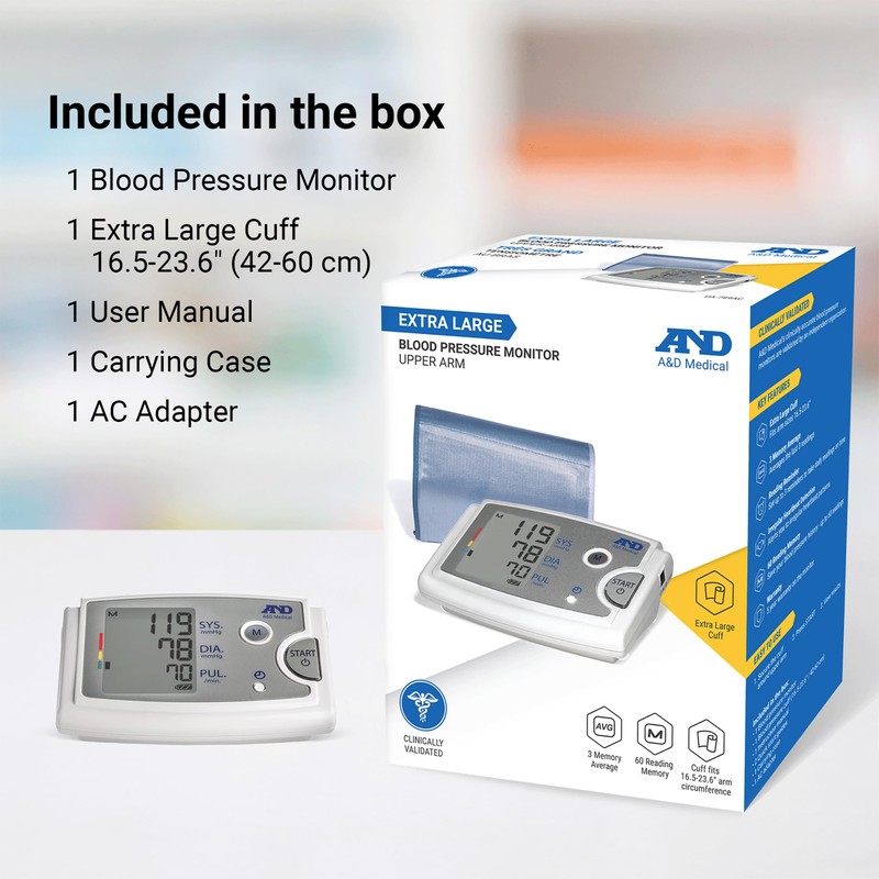 A&D Medical Blood Pressure Monitor for Home Use, UA-789AC -