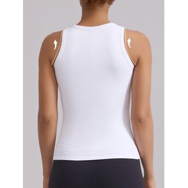 ATTRACO Ribbed Workout Tank Tops for Women Built in Shelf Bras Padded Tank Tops Solid White X-Large