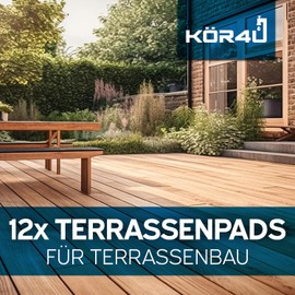 kör4u 12 x Patio Pads, 80 x 80 x 10 mm, Rubber Granules, Underlay Pads, Vibration Damper, Washing Machine Mat, Dryer, Speaker (12)