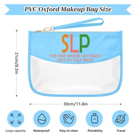 Speech Language Pathologist Gifts Blue Makeup Bag with Zipper SLP Graduation Decorations Speech Therapy Thank You Gifts for Therapist Cosmetic Travel Bag Organizer Appreciation Birthday Present
