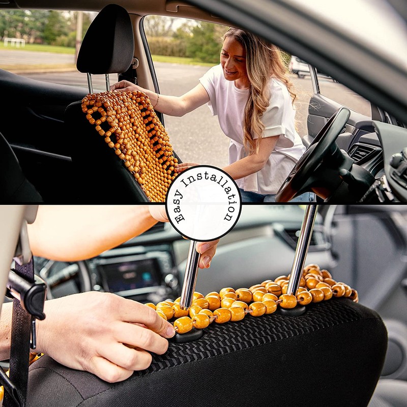 ZONETECH Beaded Car Seat Cover, Cooling Wood Bead Seat Cover,