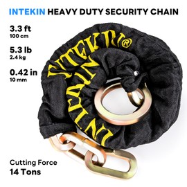 INTEKIN Security Chain 3.3 ft x 3/8" Thick Bicycle Lock Chain - Hardened Steel Cut Proof Chain for Bikes, Containers, Motorcycles, Trailers, ATV's