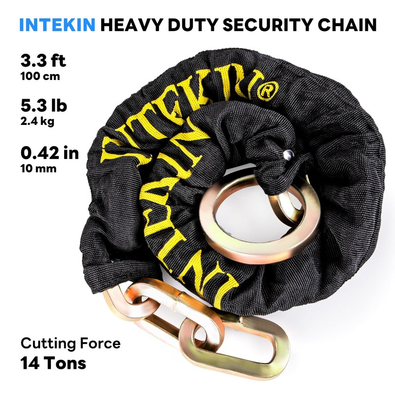 INTEKIN Security Chain 3.3 ft x 3/8" Thick Bicycle Lock