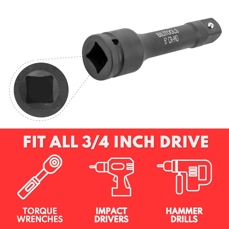 BILITOOLS 3/4" Drive Impact Extension Set 4", 6", 10" CR-MO