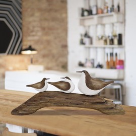 K KILIPES Wood Seabird Statue Beach Table Decor, 5" H Rustic Wooden Sea Bird Figurine Sculpture Seagull Statue Nautical Coastal Home Decor for Living Room Office Bedroom Desktop Decoration