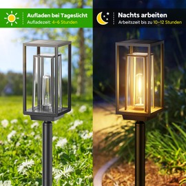 PUAIDA Solar Lights for Outdoor Garden, 2 Pack Modern Garden Solar Lights with Longer Working Time, Extremely Bright Solar Garden Lights, IP65 Waterproof Solar Garden Decoration for Balcony Patio
