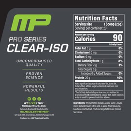 MusclePharm Pro Series Clear-ISO, Clear Protein Powder, 20g Fast-Acting Whey Isolate per Serving Plus BCAAs & L Glutamine | Pro-Grade Muscle Recovery & Growth | Sour Peach Rings, 1.14 lb, 20 Servings | Muscle Pharm