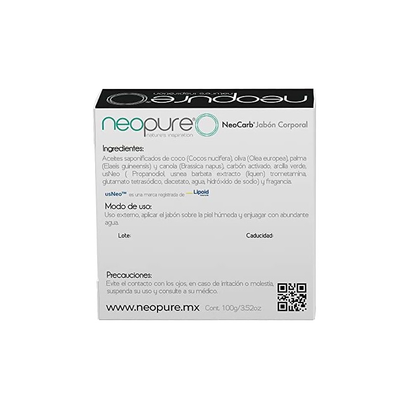Jabón neopure® Carbón Activado + usNeo Barra 100 G