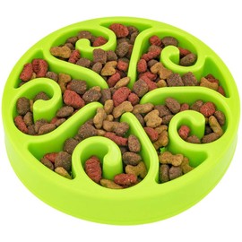 Slow Feeder Dog Bowl Anti-Choking Help Prevent Bloat Non Toxic BPA Free Feeding Dish, Green
