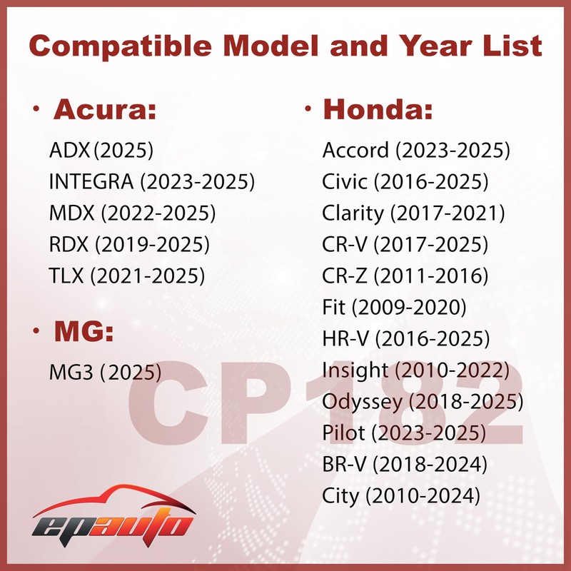 EPAuto CP182 (CF11182) Cabin Air Filter Replacement for Honda Accord,