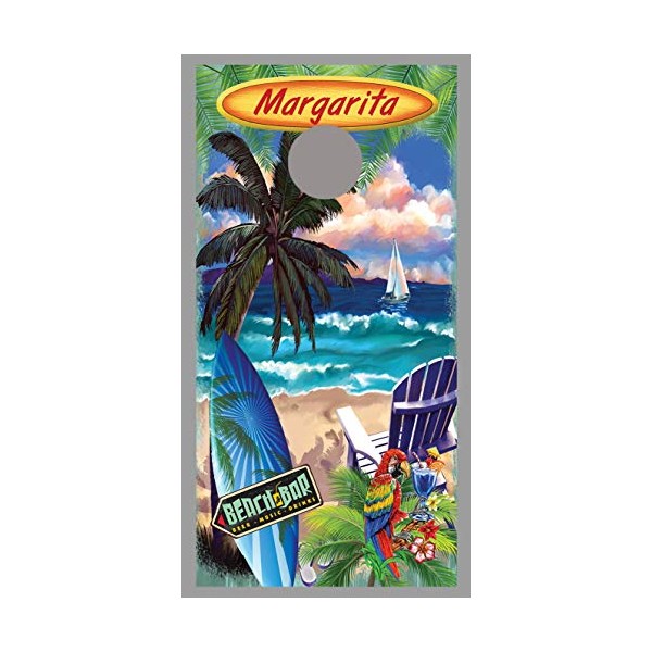 Lets Print Big Margarita Parrot Beach Design B Surfboard Cornhole Board Decal Wrap
