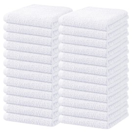 Oakias - Paños de lavado de algodón, color blanco, paquete de 24 toallas faciales, 12 x 12 pulgadas de secado rápido