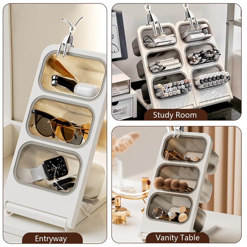 REIKOMO Tea Bag Organizer – 3 Removable Bins Slanted Tiered