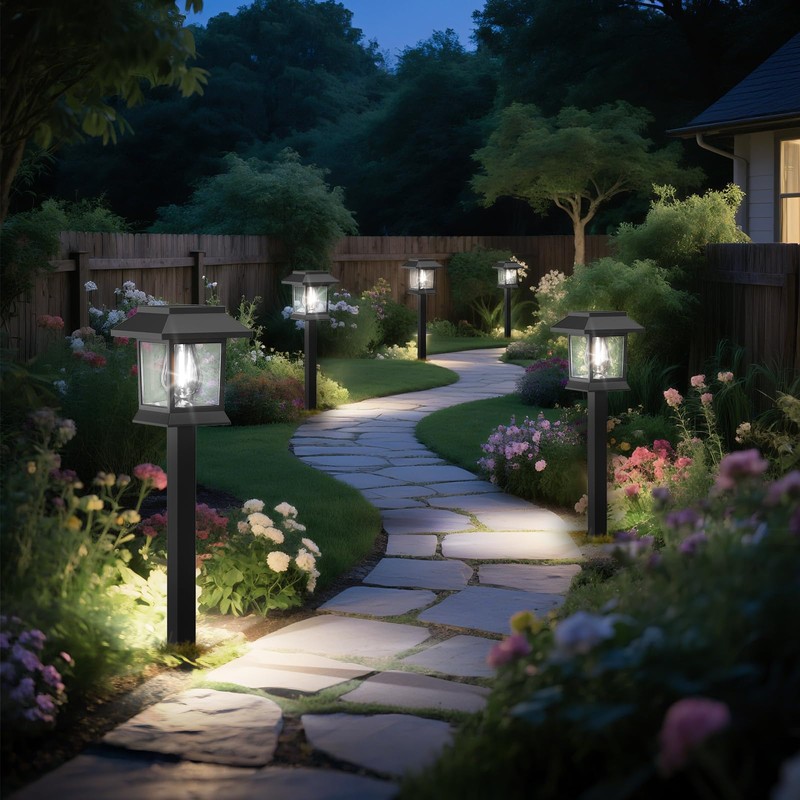 EXCMARK 10 Pack Solar Lights for Outside Walkway Pathway Driveway