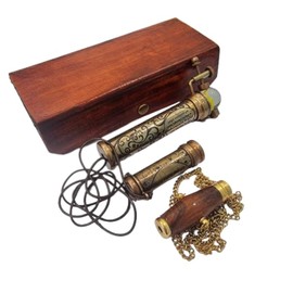 BRASSLICIOUS Kaleidoscopes Kit Premium Set of Three Diffrent Kaleidoscope with Leather Box | Premium Marble Kaleidoscope, Wooden pendent Kaleidoscope and Lether Brass Pendent