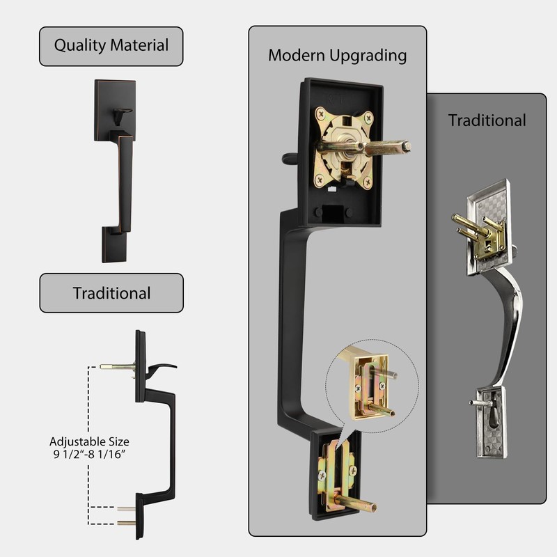 Haidms Bronze Front Door Handle, Entry Door Handle and Reversible