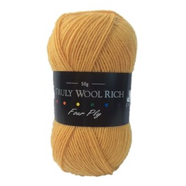 Cygnet C1004/5512 Mustard 75/25% Wool/Nylon Truly Wool Rich 4 Ply Yarn 50g