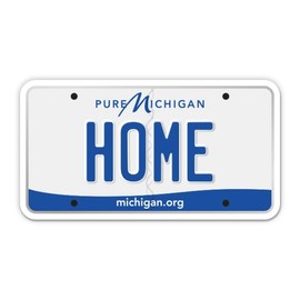 Squiddy Home Michigan State License Plate Style - Vinyl Sticker for Car, Laptop, Notebook (5" Wide)