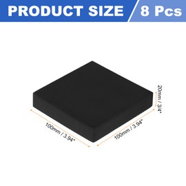 sourcing map 8pcs Anti Vibration Pads for Washing Machine, 3.94'' x 3/4'' Washer Dryer Pedestals Non-Slip and Silent Vibration Isolation Pads Black EVA Support Feet Mat, Square
