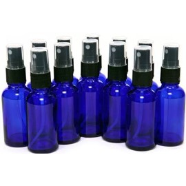 Unbranded 1oz Cobalt Blue Glass Bottle with Black Sprayer - Pack of 12 Bottles