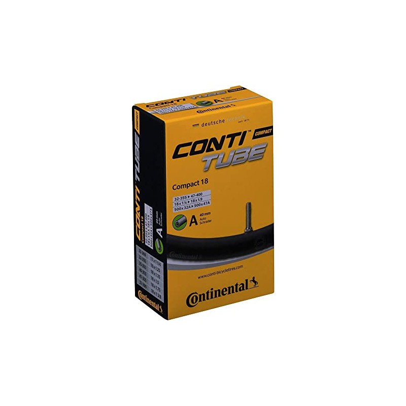 Continental Compact 18 Bicycle Inner Tube, Black, 32/47-355/400