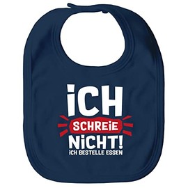 MoonWorks® Baby Bib Large with Saying Ich schreie nicht ich bestelle Essen Funny Sayings Baby Bib, I'm not screaming! Navy