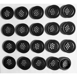NIDETION Black Soffit Vents 29mm / 1.14” Stainless Steel Circular Round Mesh Hole Air Vents for Kitchen Bathroom Cabinet Wardrobe (Flat, 20Pcs)