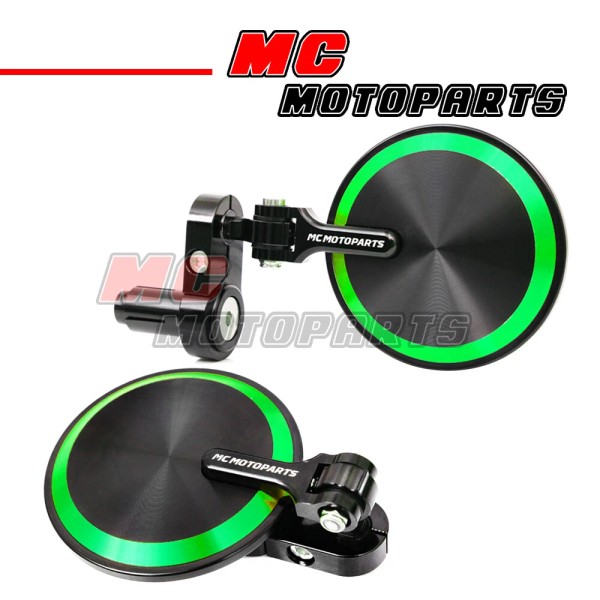 MC Motoparts REBORN CNC Green Folding Bar End Mirrors For