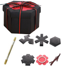 BAKUMON Gift Box Gift Package Box Surprise Explosion Box Gift Wrapping Box Luxury Premium Box Gift for Valentine's Day, Birthday, Mother’s Day, Father’s Day, Children's Day, Christmas etc. Black