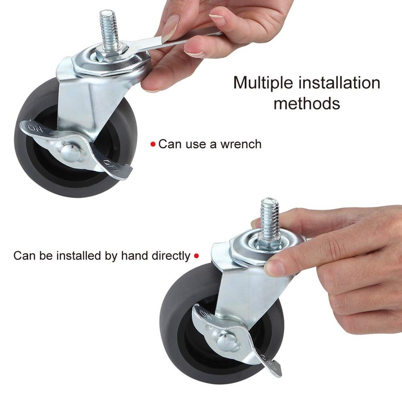 WHARSTM Caster Wheels, 3" Locking Swivel Stem Casters Set of
