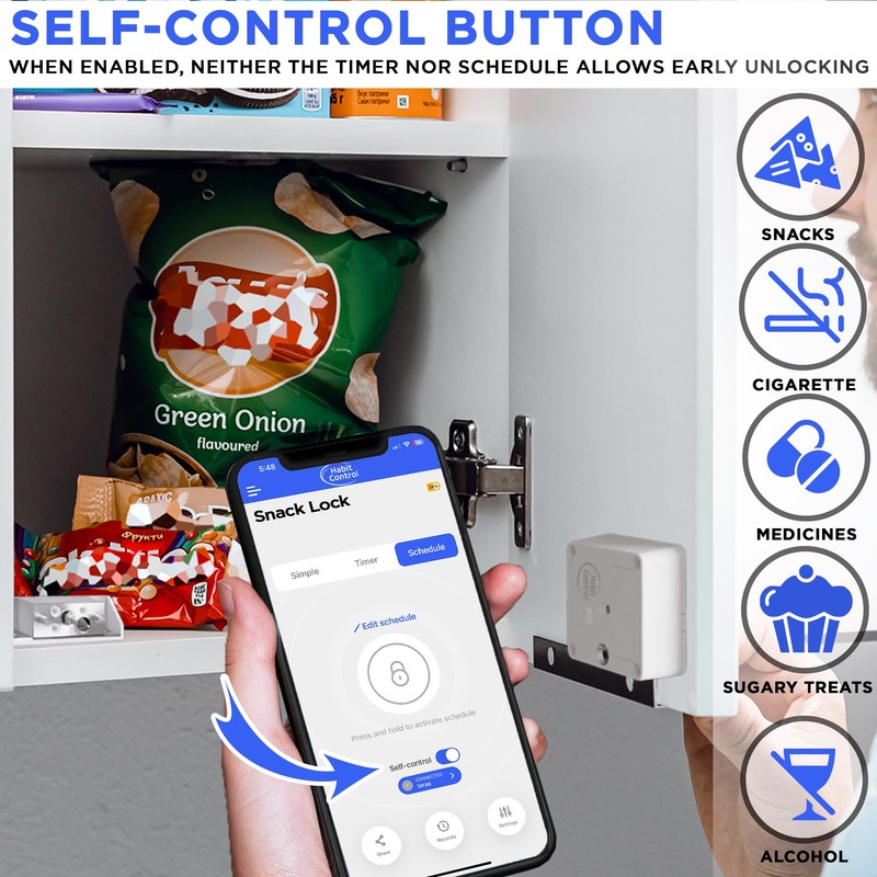 Habit Control Schedule Timed Lock - Bluetooth Hidden Cabinet &