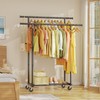 HYSEYY Double Rods Clothes Rack, Rolling Clothing Rack for Hanging