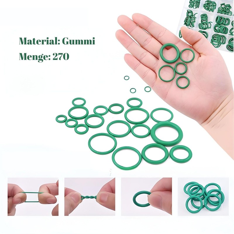 270 Piece Compressor O-Ring Kit Gaskets 18 Sizes Car Air