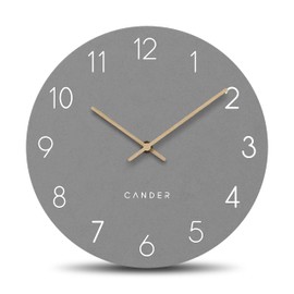 Cander Berlin MNU 2625 C Wall Clock Silent 25 cm No Ticking Analogue Living Room Kitchen Modern Vintage Grey Wooden Hands