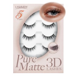 LASHVIEW Natural Look False Eyelashes 5 Pairs Wispy Fluffy 3D Volume Faux Mink Lash Pack, D Curl Cat Eye Lashes, Soft Lightweight Lash Easy To Apply Daily Makeup R26