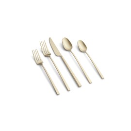 Cambridge Champagne Satin Damaris 20-Piece Flatware Set, Service for 4, 0