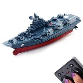 Tipmant Military Remote Control Aircraft Carrier Model RC Boat Ship Speedboat Yacht Electric Water Toy - Blue (2.4G, No Antenna)