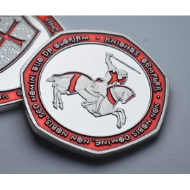 The Commemorative Coin Company Masonic Knights Templar Silver Commemorative with Red Enamel. Freemasonry/Masons/Freemasons Lodge/Order