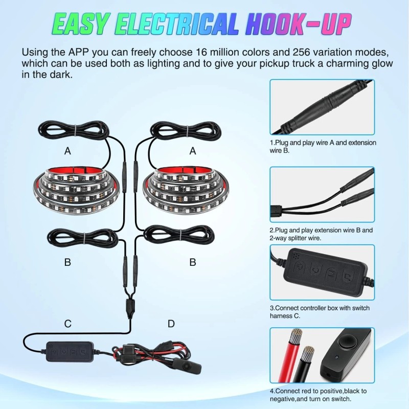 Nilight 2PCS 60 inch Truck Bed Lighting Truck Bed Light