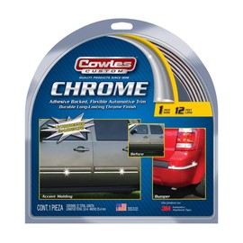 Cowles - Premium Universal Body Molding for All Vehicles - Easy Install, Chrome Finish, 1" by 12 ft, UV Protected, Long Lasting Flexible PVC