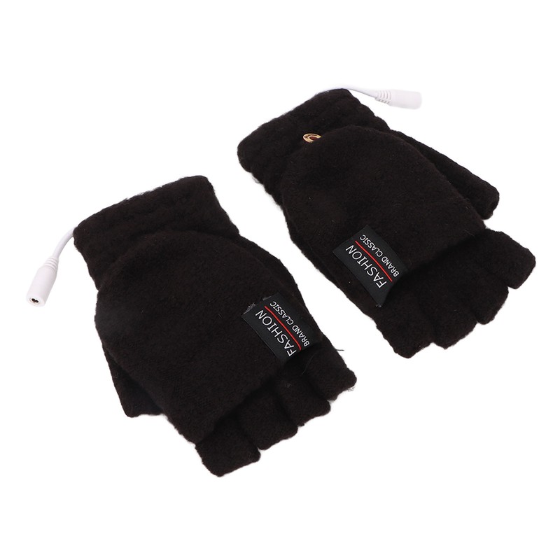 USB Heated Gloves Electric Half Hands Double Sided Heating Warm