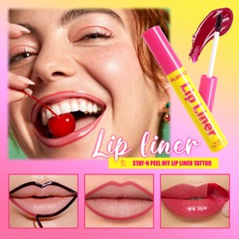 MIESCHER Peel Off Lip Liner Stain, Long Wear Moisturizing Lip Stain Peel Off, Waterproof Lip Stain with Matte Finish, Transfer-Proof, Instant Peel Off Lip Liner Pencil Highly Pigmented Lip Makeup, 06