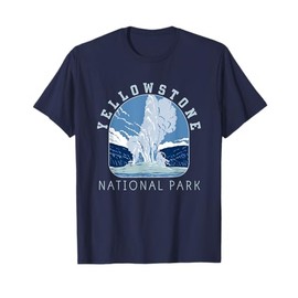 Yellowstone Park Gifts National Park Retro Vintage Old Faithful gifts T-Shirt, Blue, Small