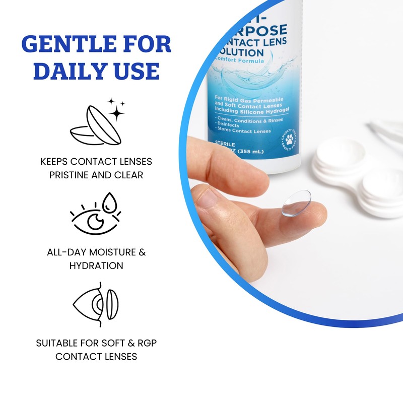 Cruelty-Free Contact Lens Solution 12oz - Multipurpose Cleaner & Sterile